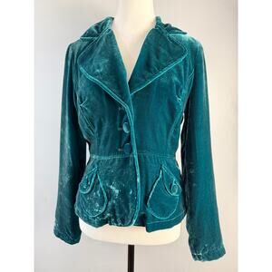 Curio Nine Silk Teal Velvet Blazer Medium